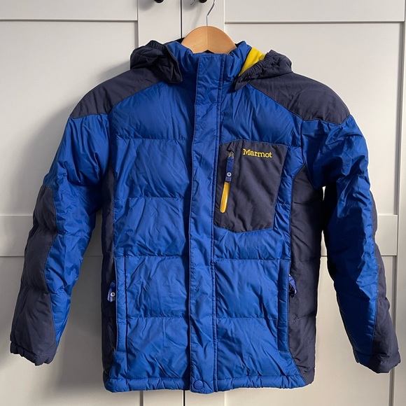 Boys Marmot down fill puffer jacket (size M, 8-9) - Picture 1 of 7
